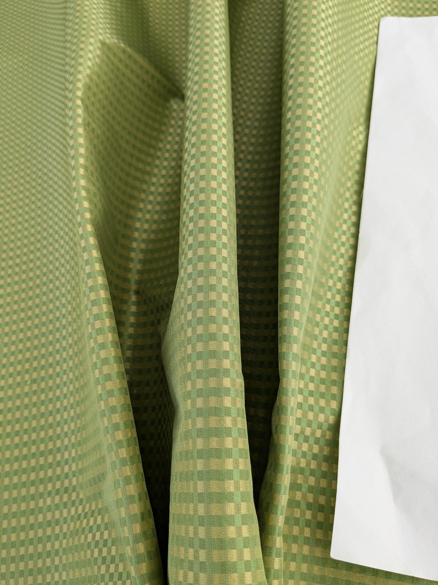 Sparkle Silk Mini Plaid Iridescent Jacquard Silk Fabric - Green - By The Yard