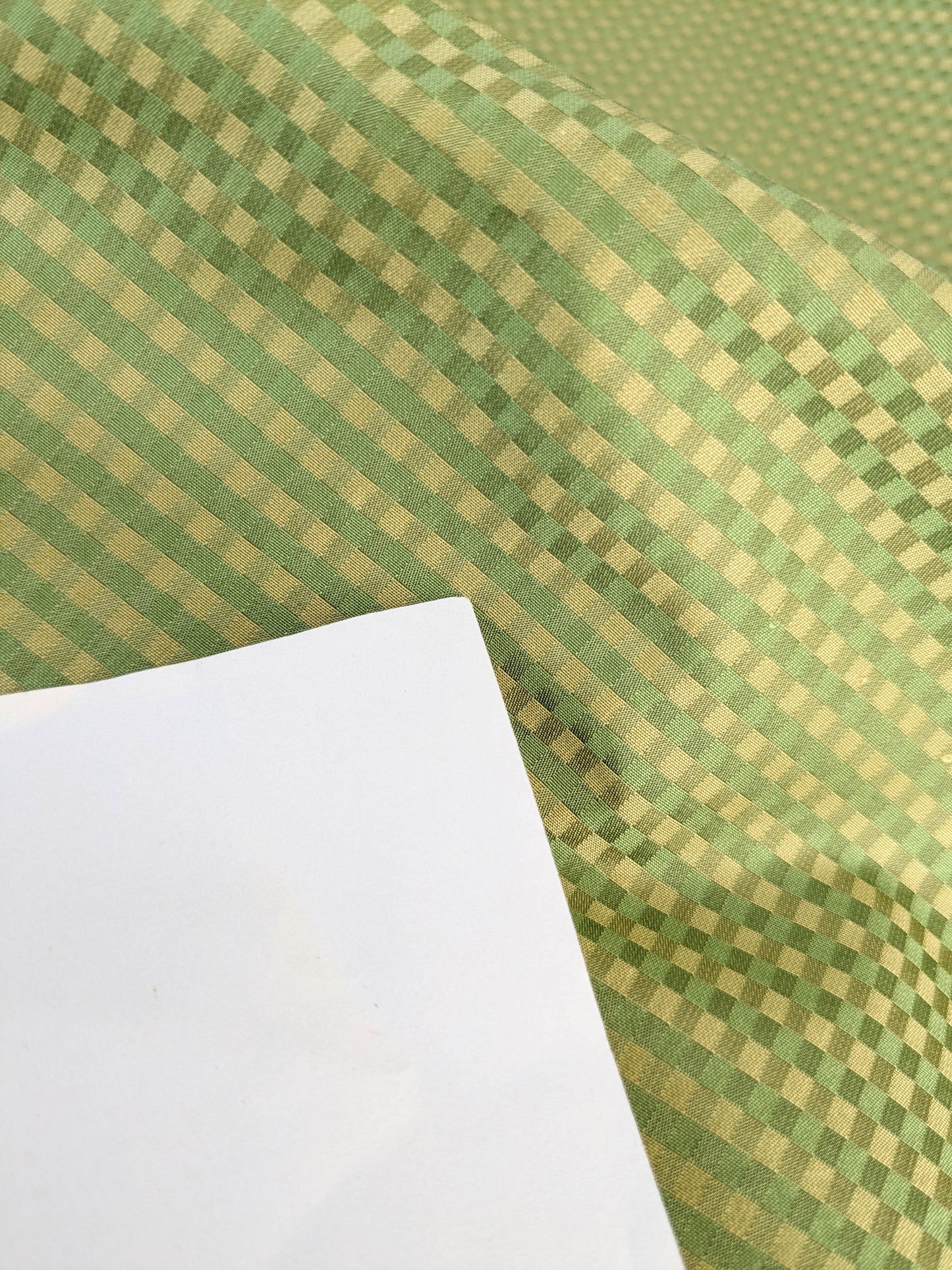 Sparkle Silk Mini Plaid Iridescent Jacquard Silk Fabric - Green - By The Yard