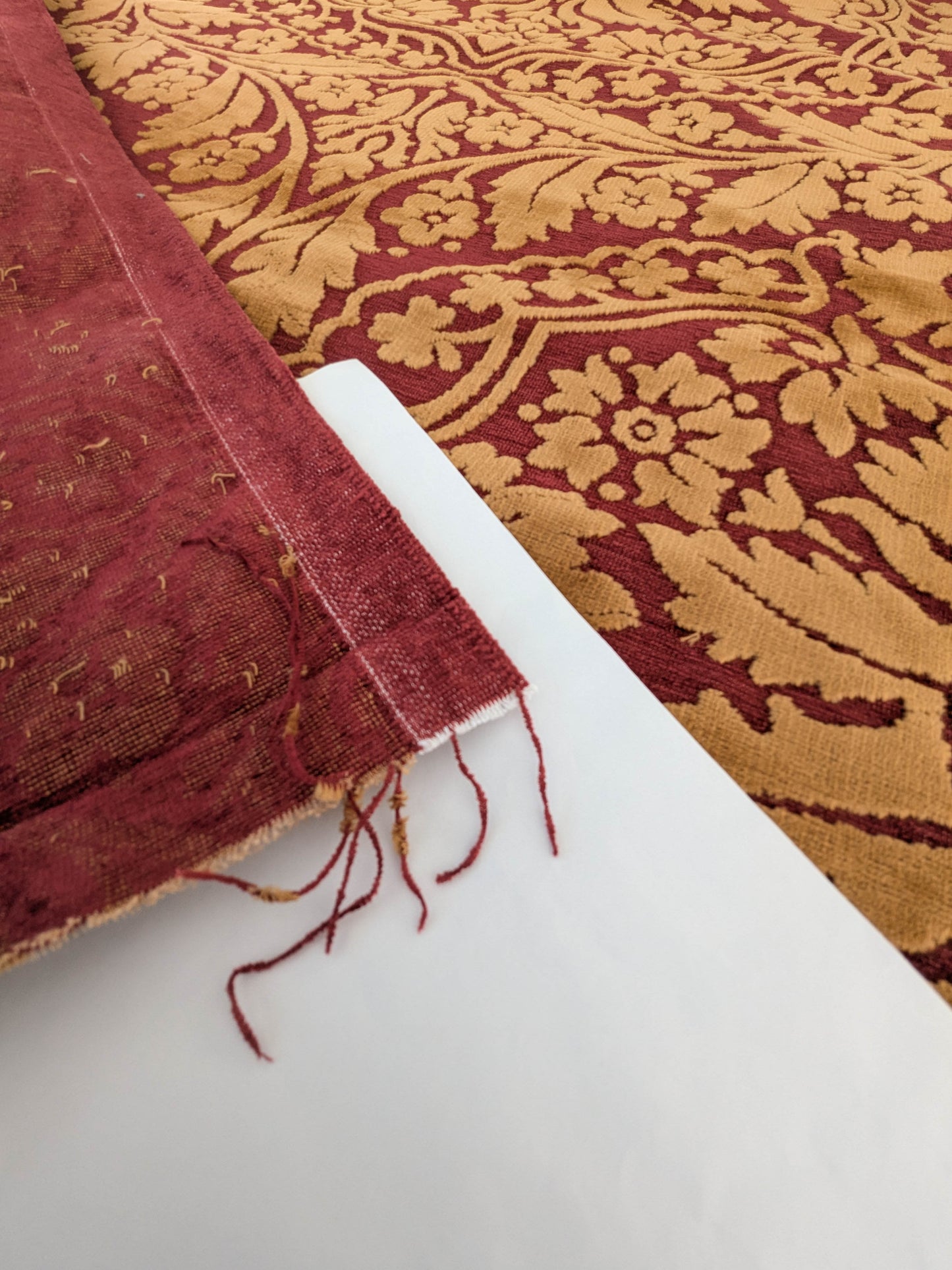 Venetian Velvet Cut Velvet Renaissance Medallion Lux Artichoke Red Gold