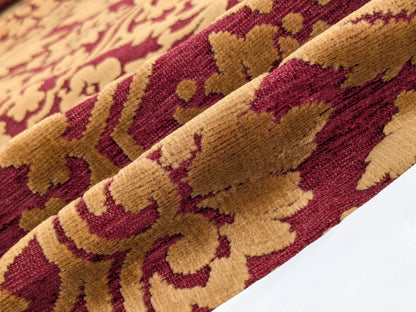 Venetian Velvet Cut Velvet Renaissance Medallion Lux Artichoke Red Gold
