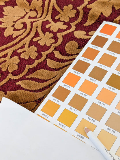 Venetian Velvet Cut Velvet Renaissance Medallion Lux Artichoke Red Gold