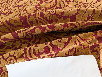 Venetian Velvet Cut Velvet Renaissance Medallion Lux Artichoke Red Gold