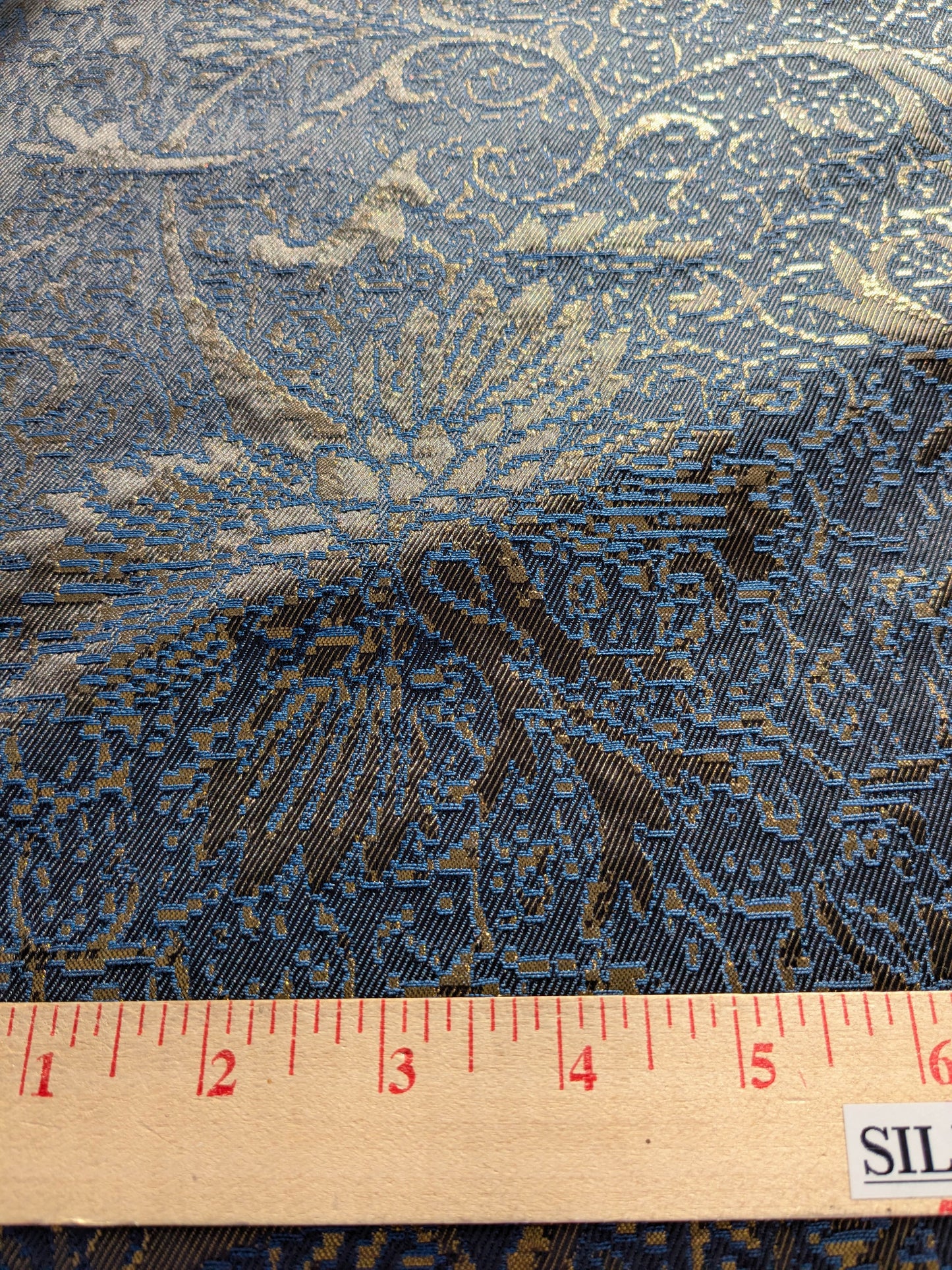 By yard Boboli Garden Silk Damask Italian Metallic Midnight Blue Gold MSRP USD 568/yard