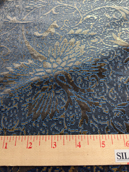 By yard Boboli Garden Silk Damask Italian Metallic Midnight Blue Gold MSRP USD 568/yard
