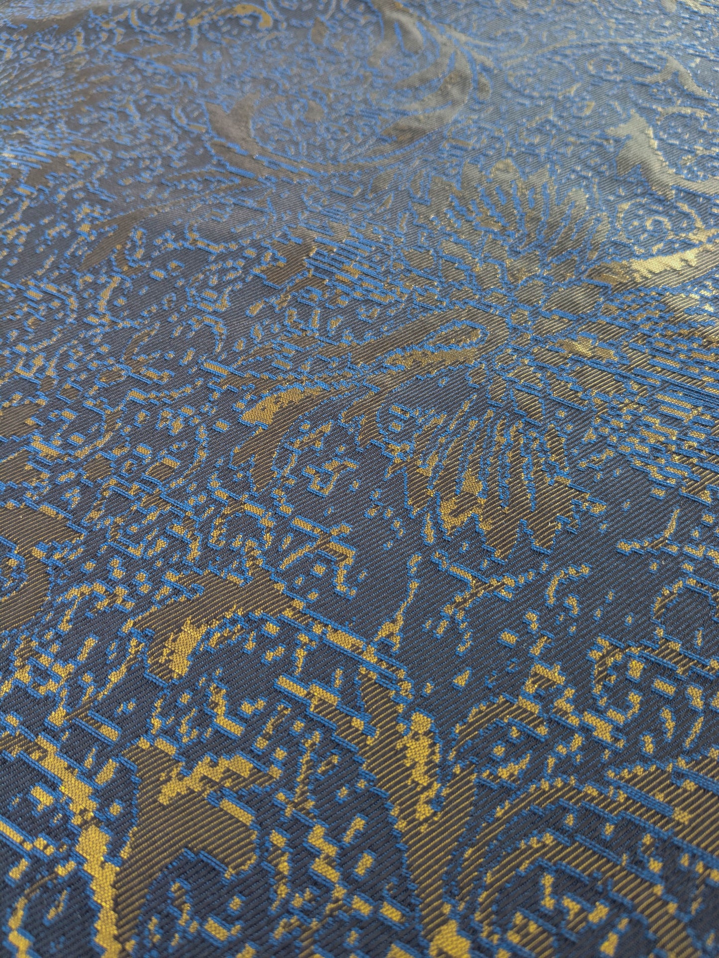 By yard Boboli Garden Silk Damask Italian Metallic Midnight Blue Gold MSRP USD 568/yard