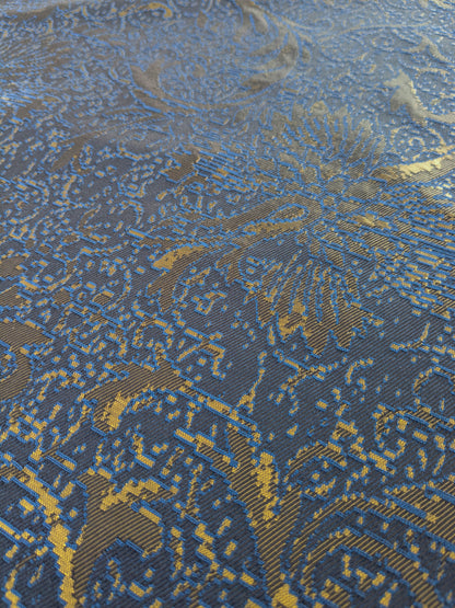 By yard Boboli Garden Silk Damask Italian Metallic Midnight Blue Gold MSRP USD 568/yard