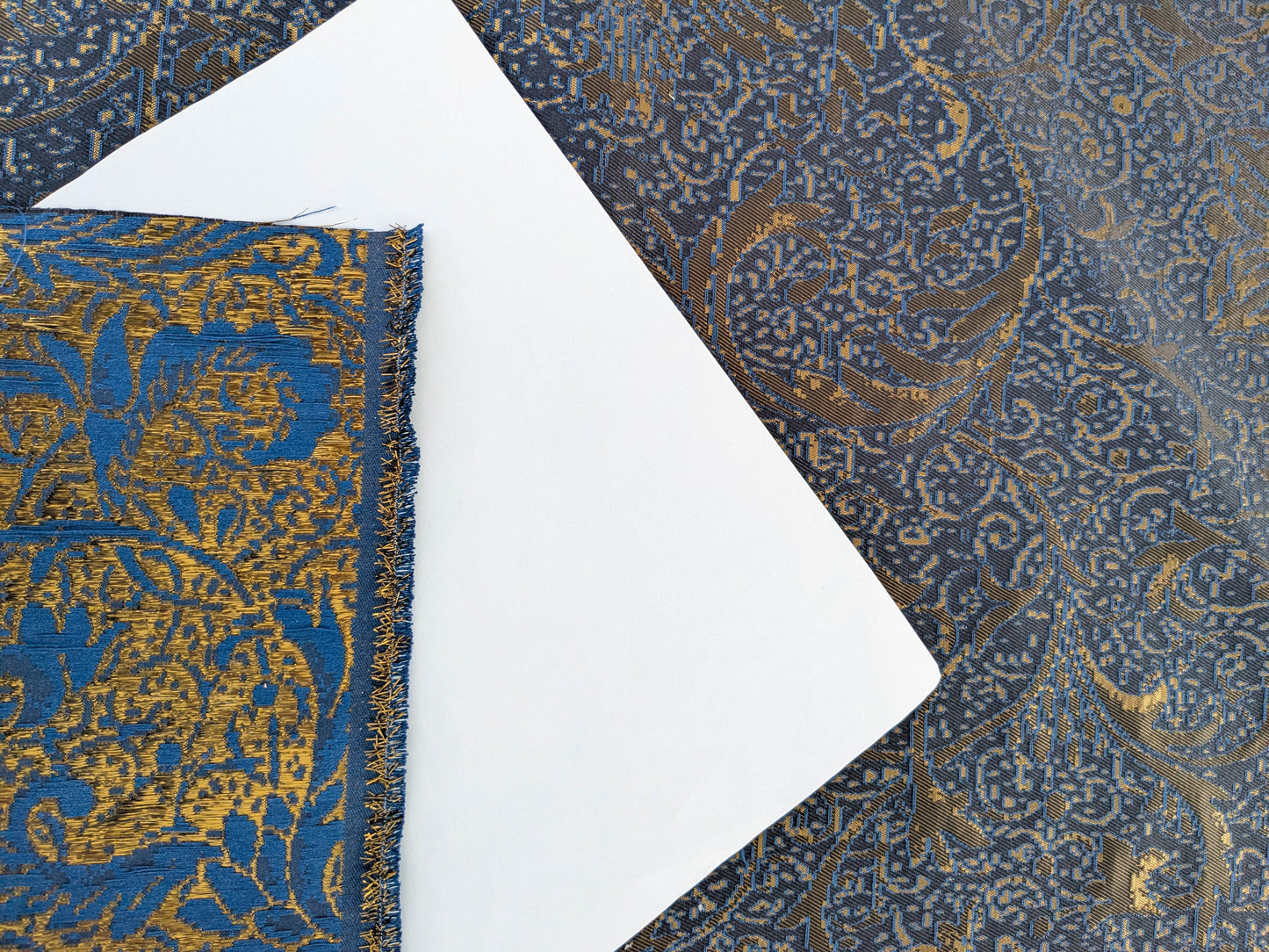 By yard Boboli Garden Silk Damask Italian Metallic Midnight Blue Gold MSRP USD 568/yard