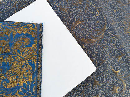 By yard Boboli Garden Silk Damask Italian Metallic Midnight Blue Gold MSRP USD 568/yard