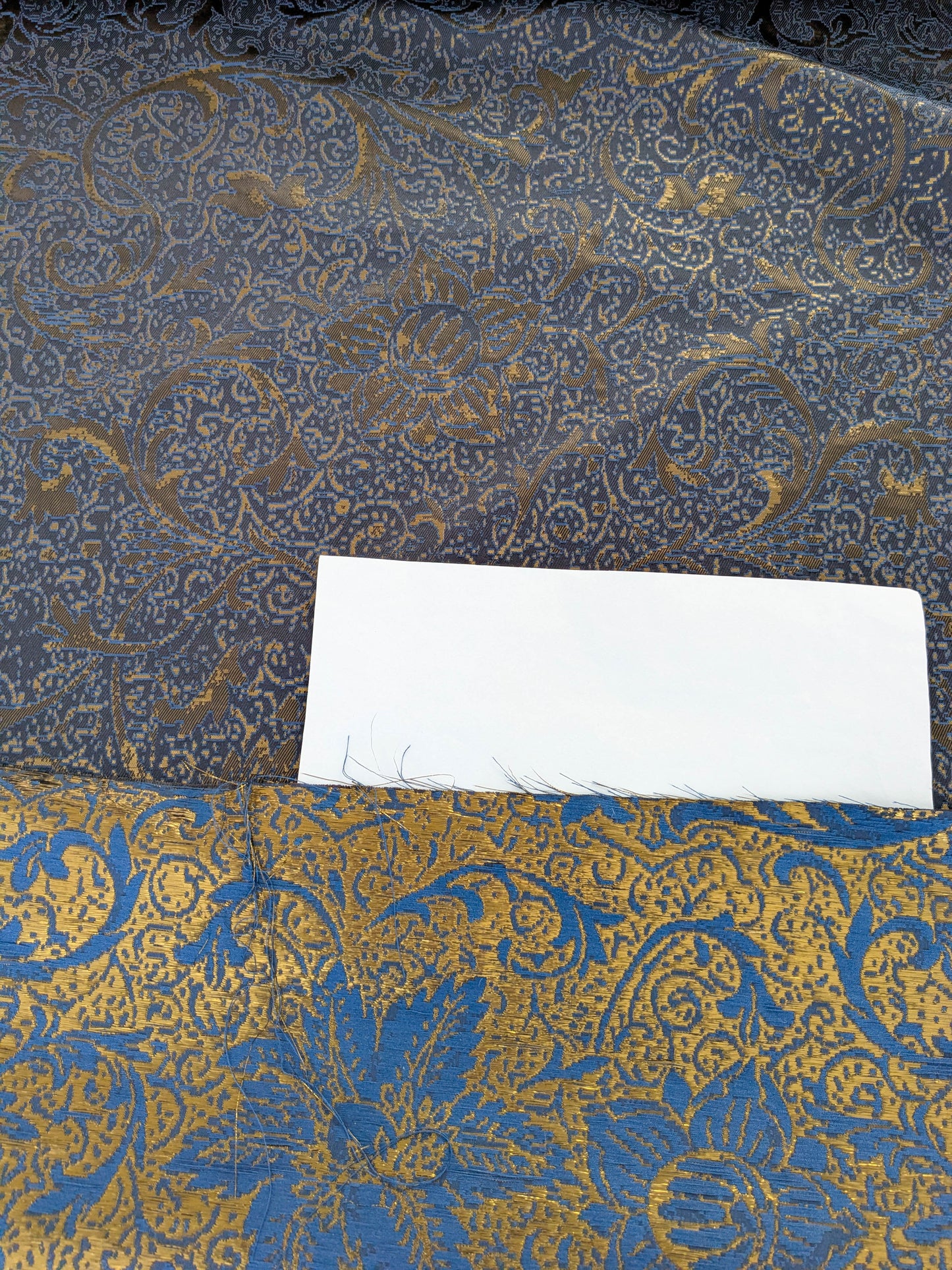By yard Boboli Garden Silk Damask Italian Metallic Midnight Blue Gold MSRP USD 568/yard
