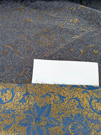 By yard Boboli Garden Silk Damask Italian Metallic Midnight Blue Gold MSRP USD 568/yard