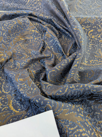 By yard Boboli Garden Silk Damask Italian Metallic Midnight Blue Gold MSRP USD 568/yard