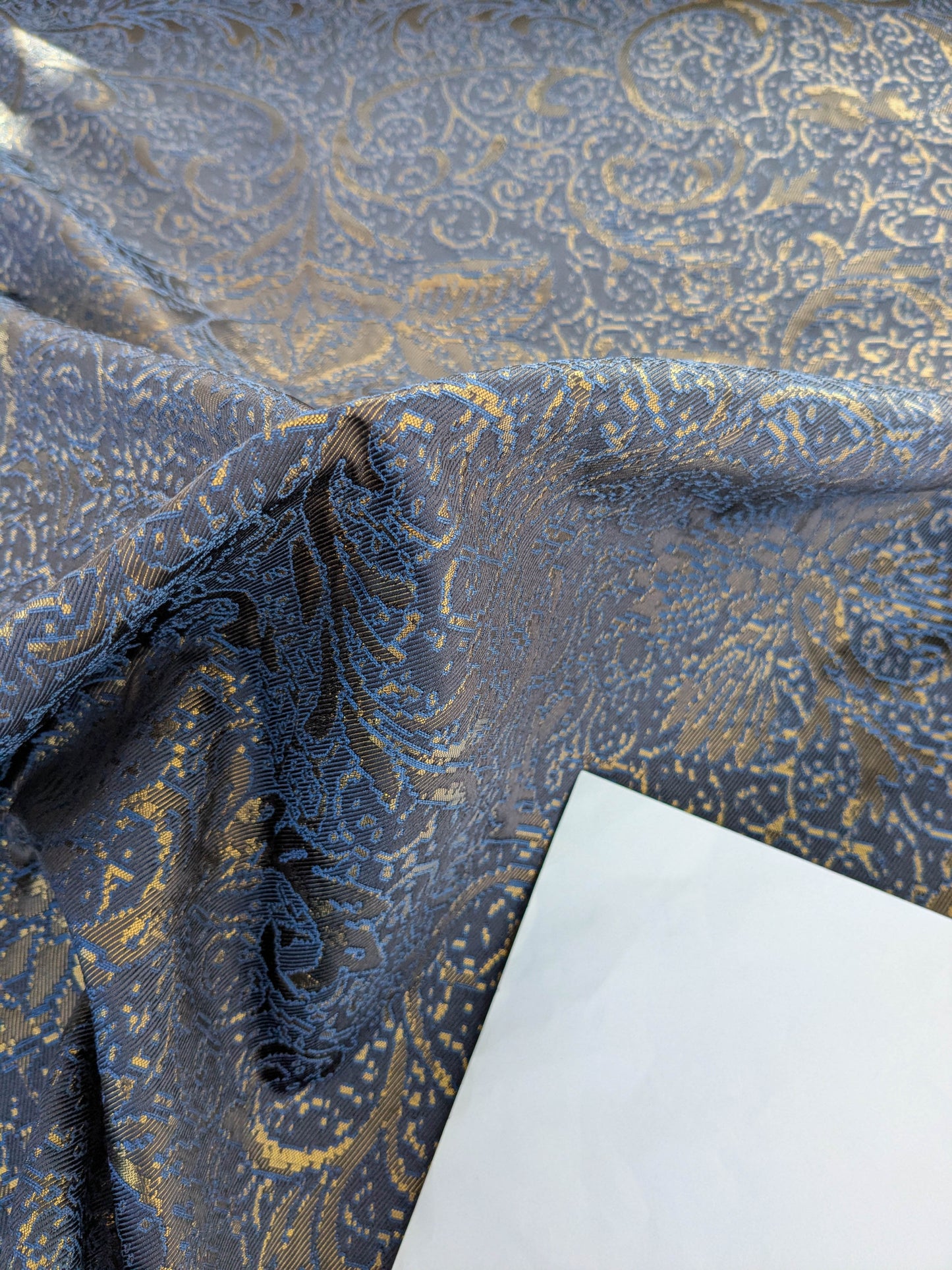 By yard Boboli Garden Silk Damask Italian Metallic Midnight Blue Gold MSRP USD 568/yard