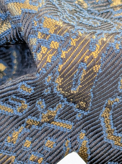 By yard Boboli Garden Silk Damask Italian Metallic Midnight Blue Gold MSRP USD 568/yard