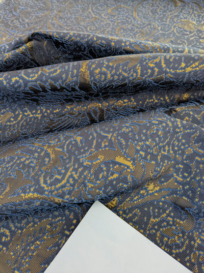By yard Boboli Garden Silk Damask Italian Metallic Midnight Blue Gold MSRP USD 568/yard