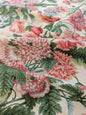 Thames Large English Garden Dalia Poppy Bouquet Print Pink Green Red on Maize Gold 1886
