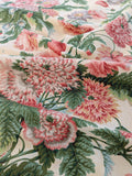 Thames Large English Garden Dalia Poppy Bouquet Print Pink Green Red on Maize Gold 1886