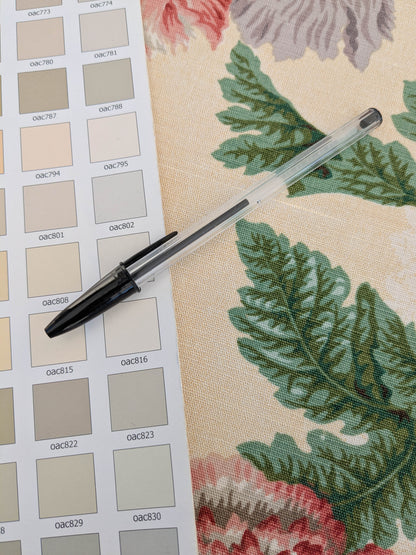 Thames Large English Garden Dalia Poppy Bouquet Print Pink Green Red on Maize Gold 1886