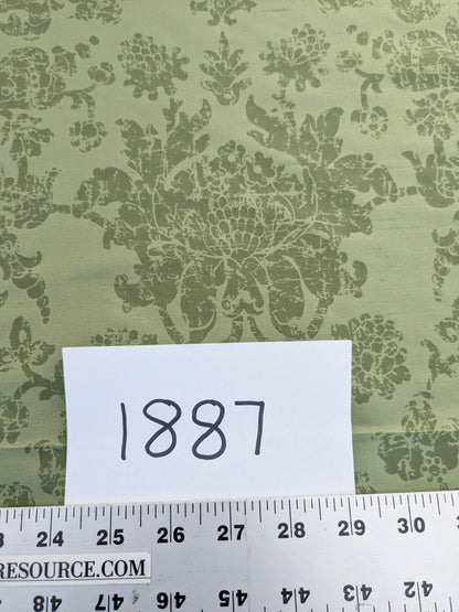 Windsor Castle Renaissance Resist Print Silk Fabric -  Forest Green - By The Yard