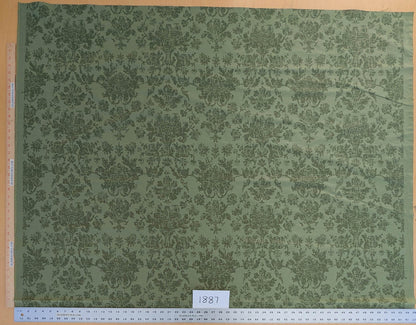 Windsor Castle Renaissance Resist Print Silk Fabric -  Forest Green - By The Yard