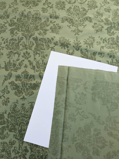 Windsor Castle Renaissance Resist Print Silk Fabric -  Forest Green - By The Yard
