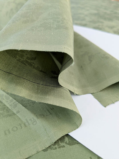 Windsor Castle Renaissance Resist Print Silk Fabric -  Forest Green - By The Yard
