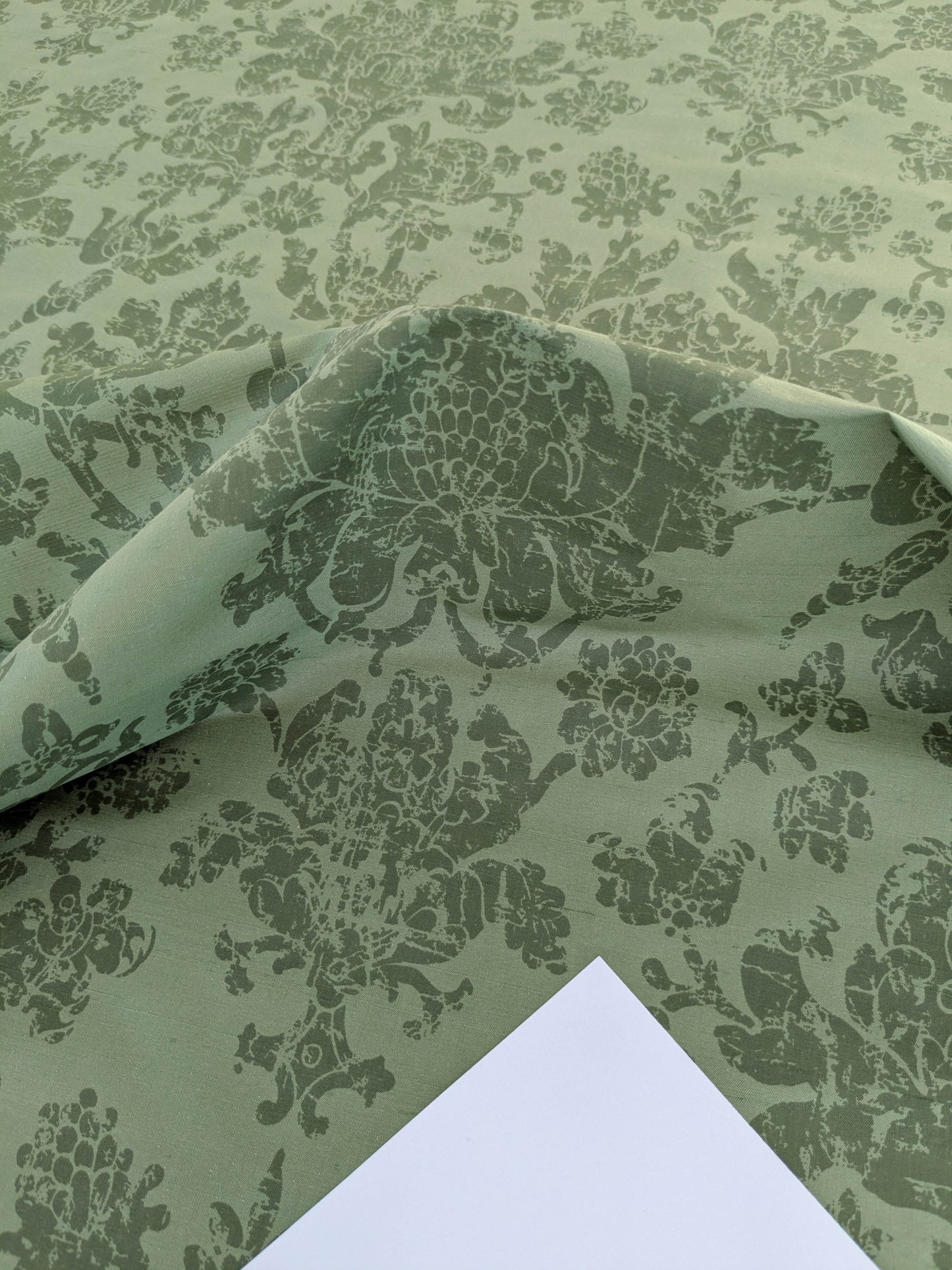 Windsor Castle Renaissance Resist Print Silk Fabric -  Forest Green - By The Yard