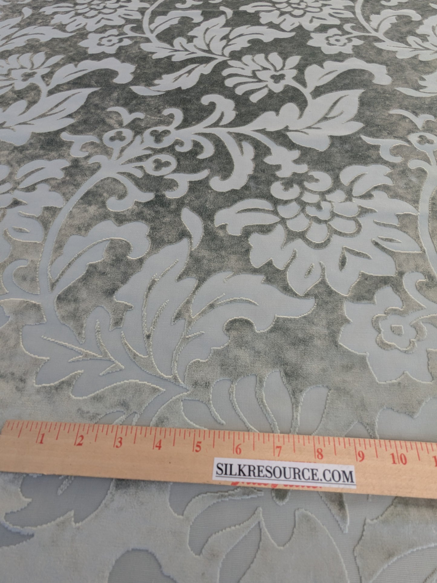 Designer Vienna Evening Viscose Cut Velvet - Silver Grey - By The Yard