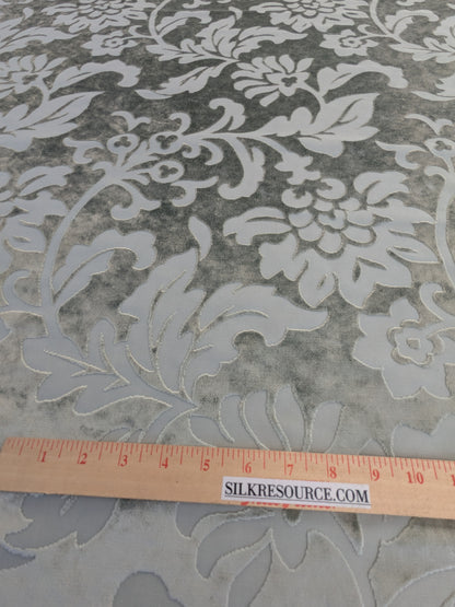 Designer Vienna Evening Viscose Cut Velvet - Silver Grey - By The Yard