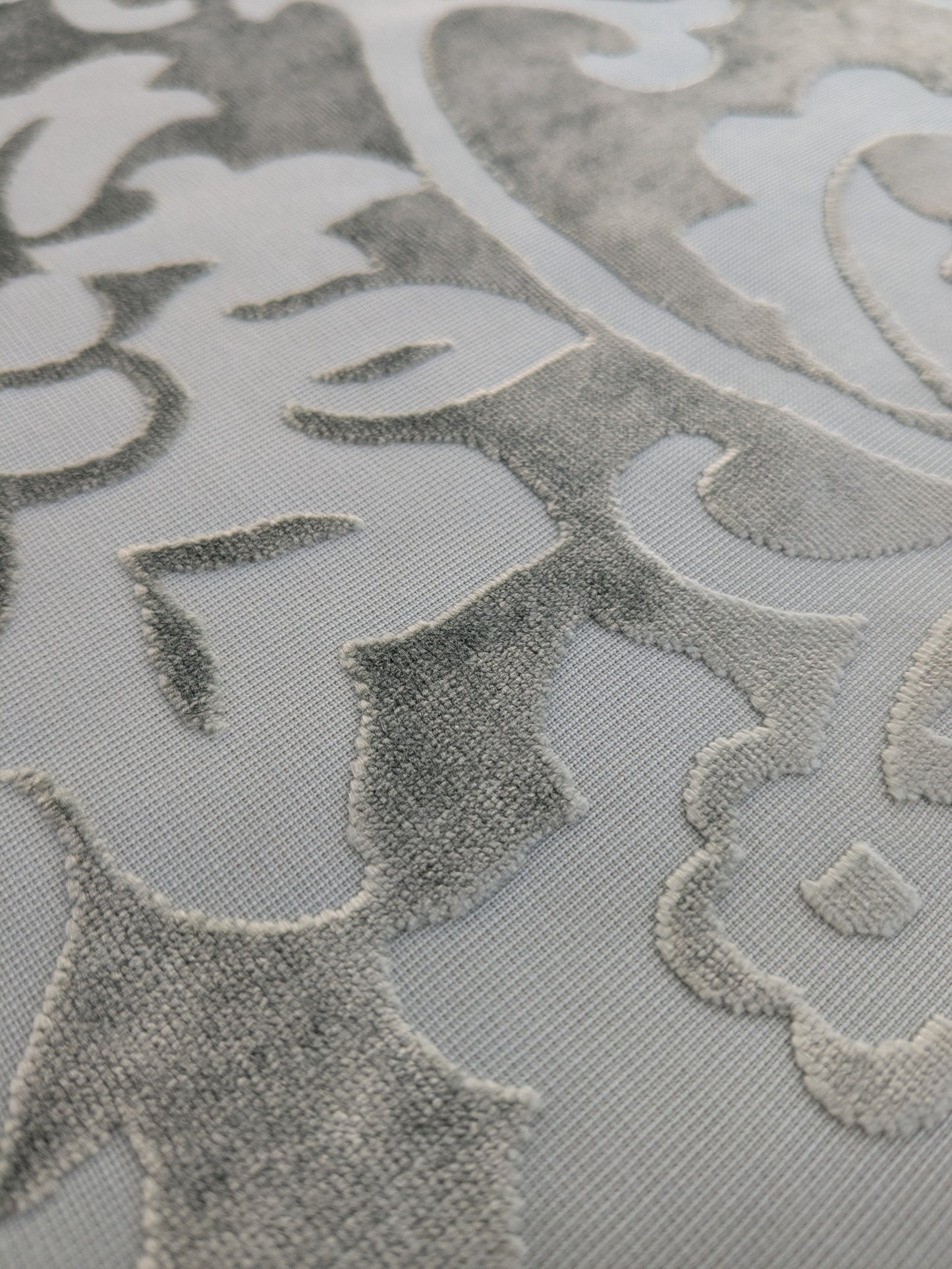 Designer Vienna Evening Viscose Cut Velvet - Silver Grey - By The Yard
