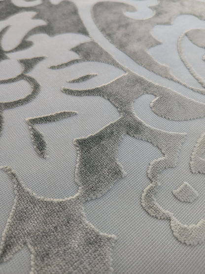 Designer Vienna Evening Viscose Cut Velvet - Silver Grey - By The Yard