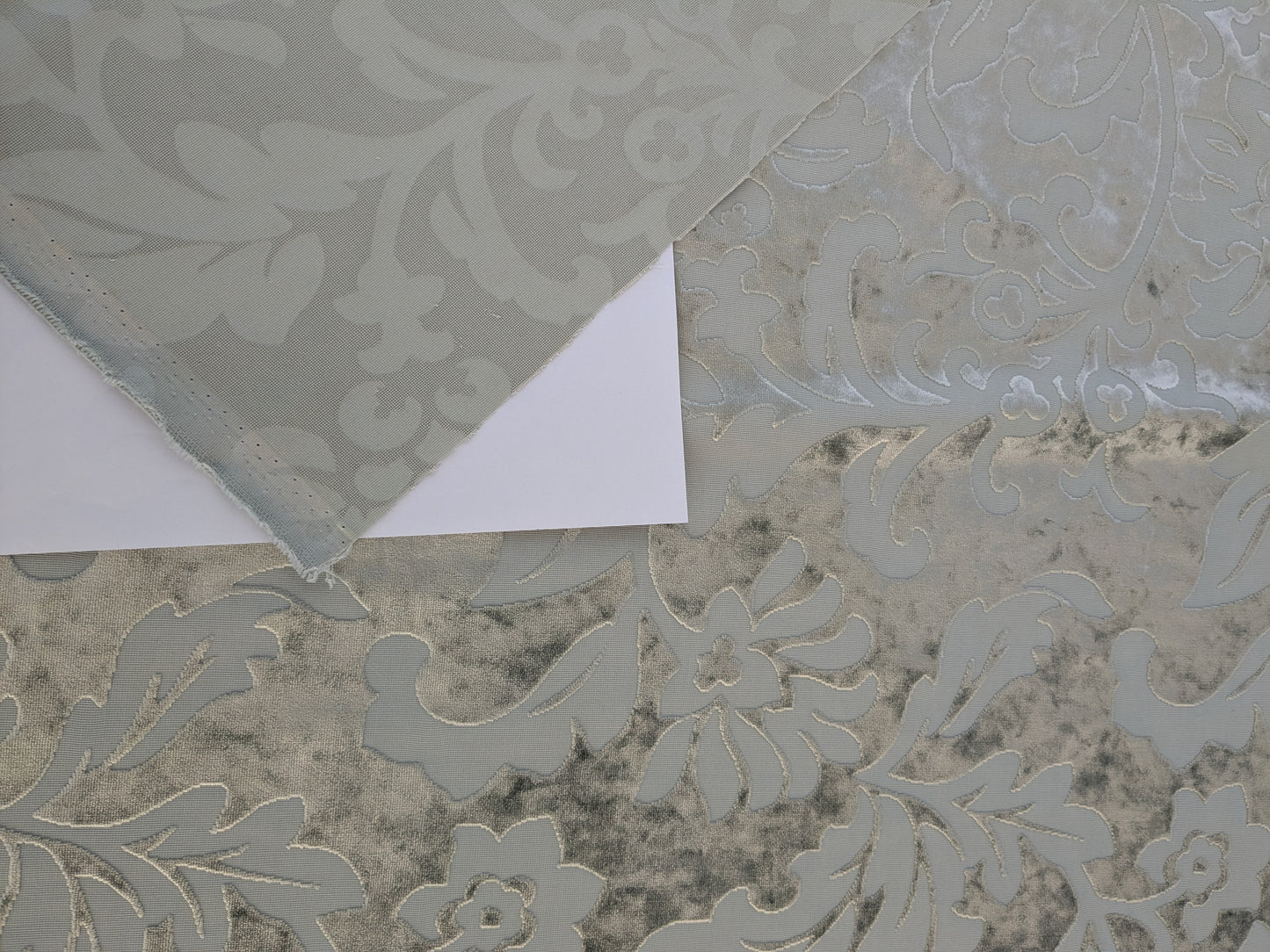 Designer Vienna Evening Viscose Cut Velvet - Silver Grey - By The Yard
