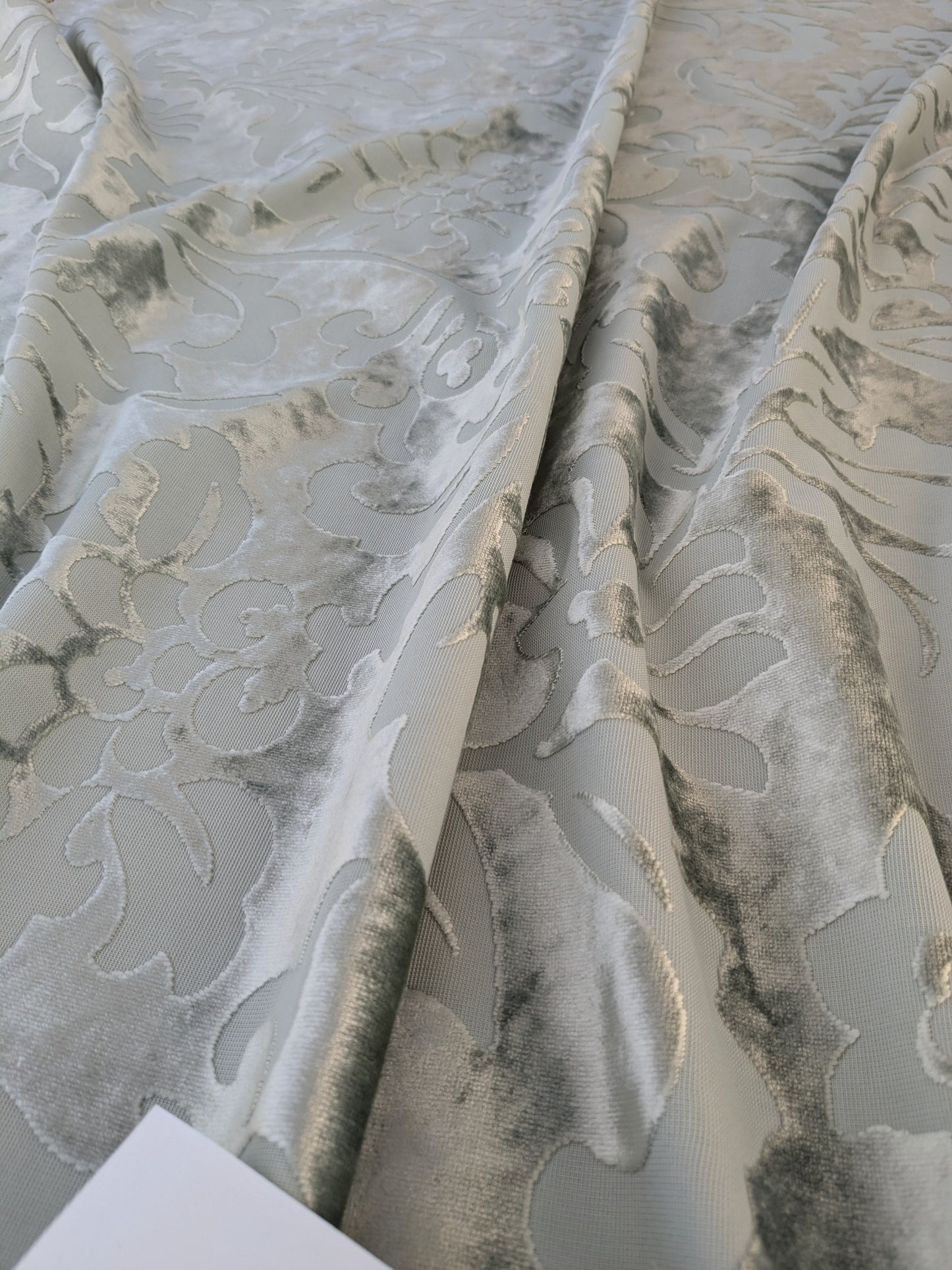Designer Vienna Evening Viscose Cut Velvet - Silver Grey - By The Yard