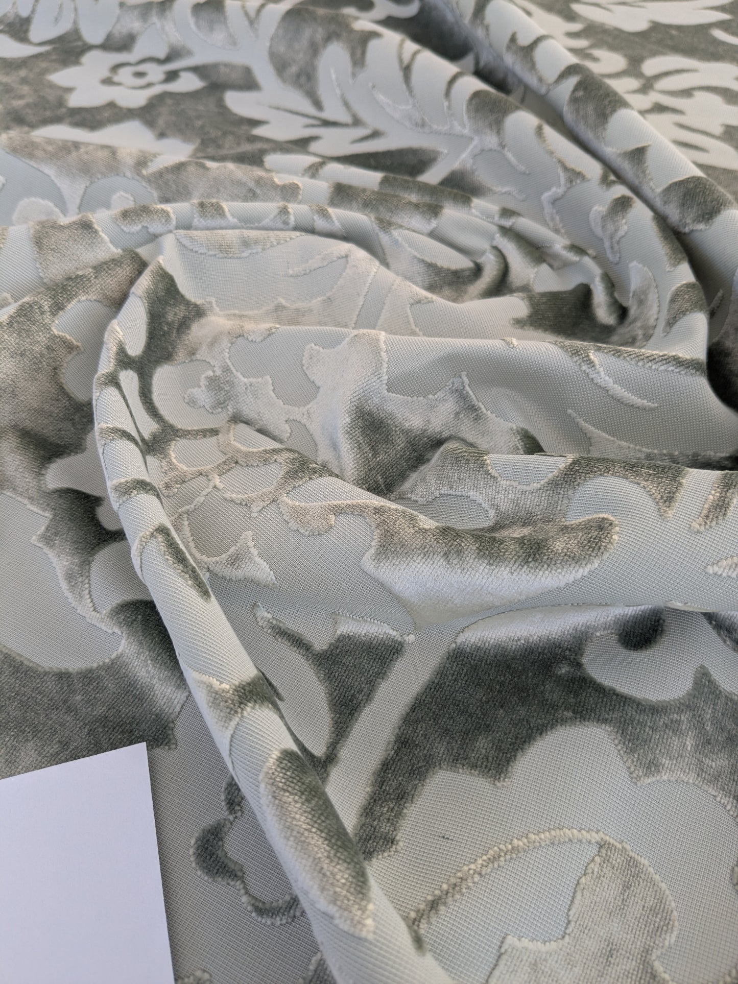 Designer Vienna Evening Viscose Cut Velvet - Silver Grey - By The Yard
