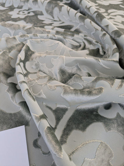 Designer Vienna Evening Viscose Cut Velvet - Silver Grey - By The Yard
