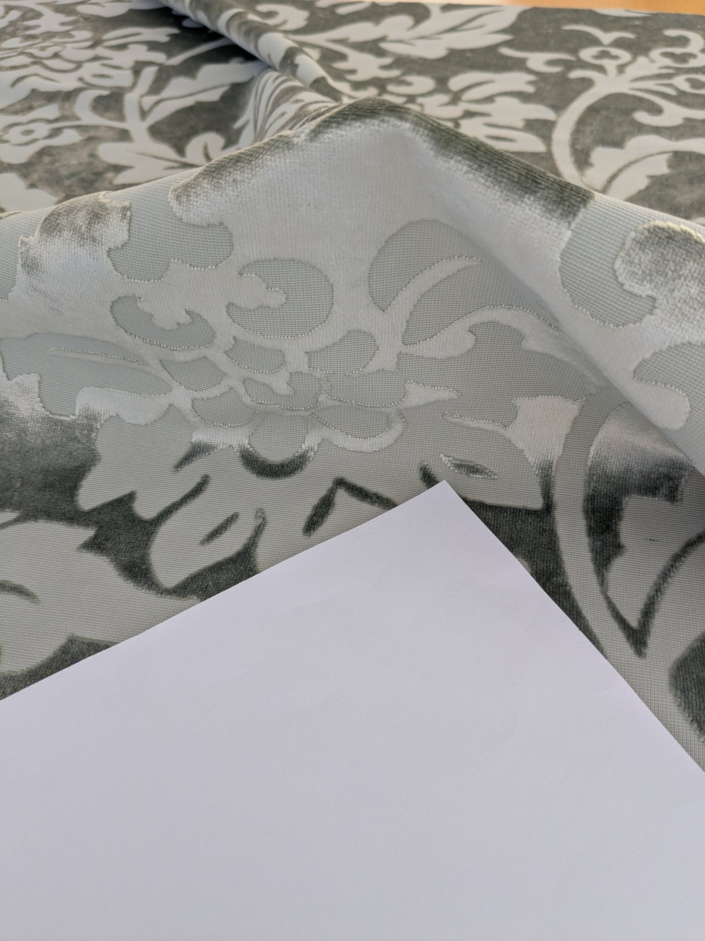 Designer Vienna Evening Viscose Cut Velvet - Silver Grey - By The Yard