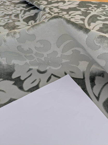 Designer Vienna Evening Viscose Cut Velvet - Silver Grey - By The Yard