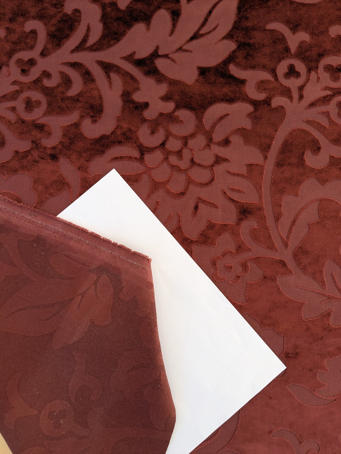 Designer Vienna Evening Red Viscose Cut Velvet