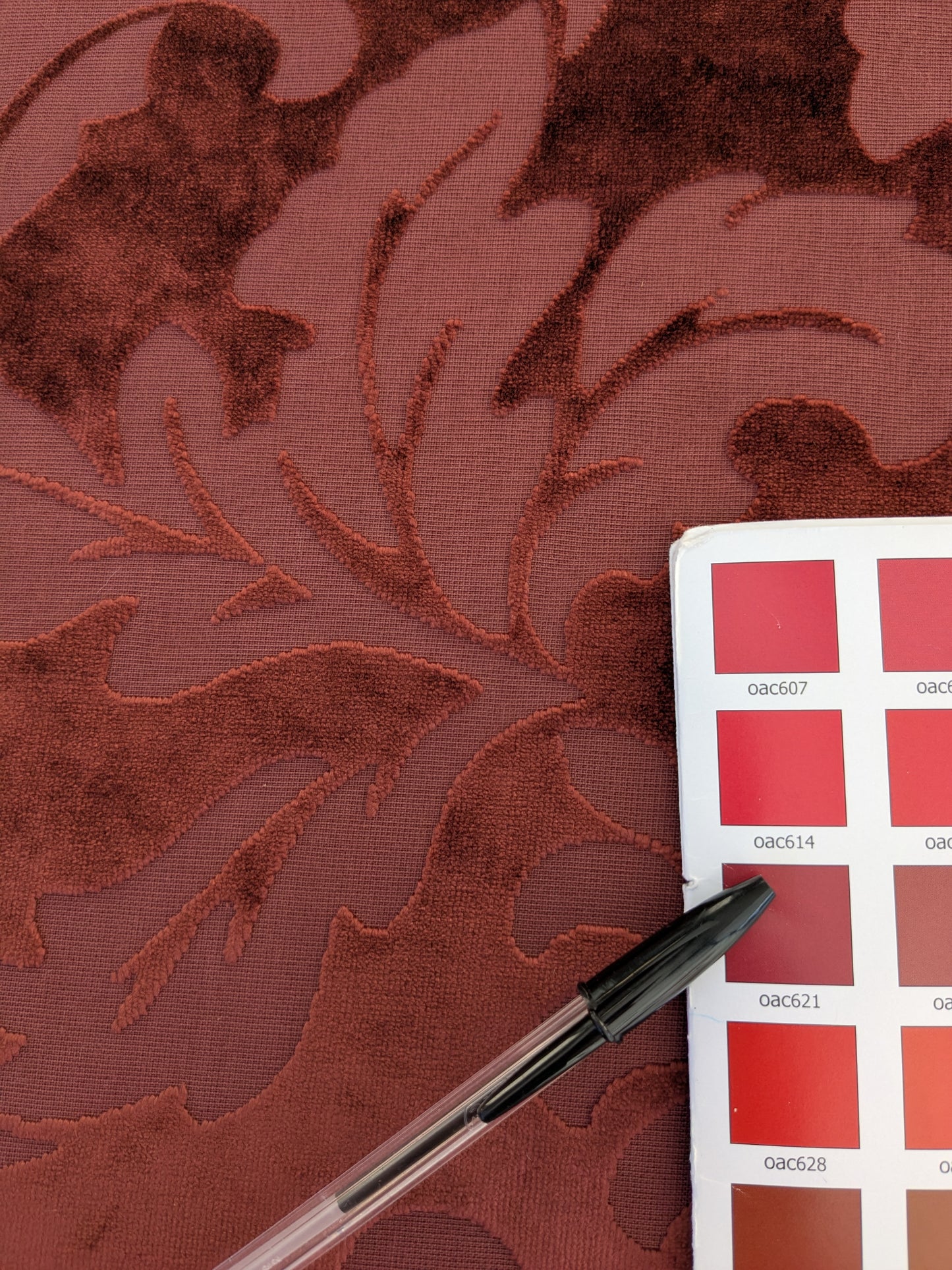 Designer Vienna Evening Red Viscose Cut Velvet