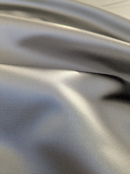 Mirror Lake Silk Satin with Cotton Smooth - Midnight Black - By The Yard