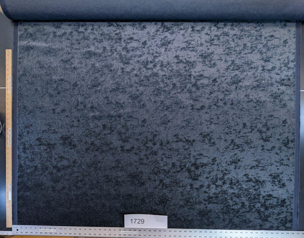 Mohair & Silk Velvet Seaweed Texture Deepest Night Blue Black Heavy Duty