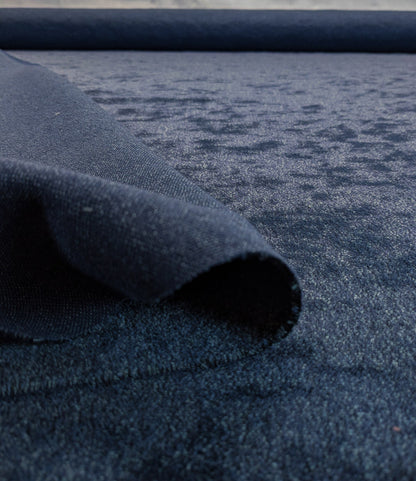 Mohair & Silk Velvet Seaweed Texture Deepest Night Blue Black Heavy Duty