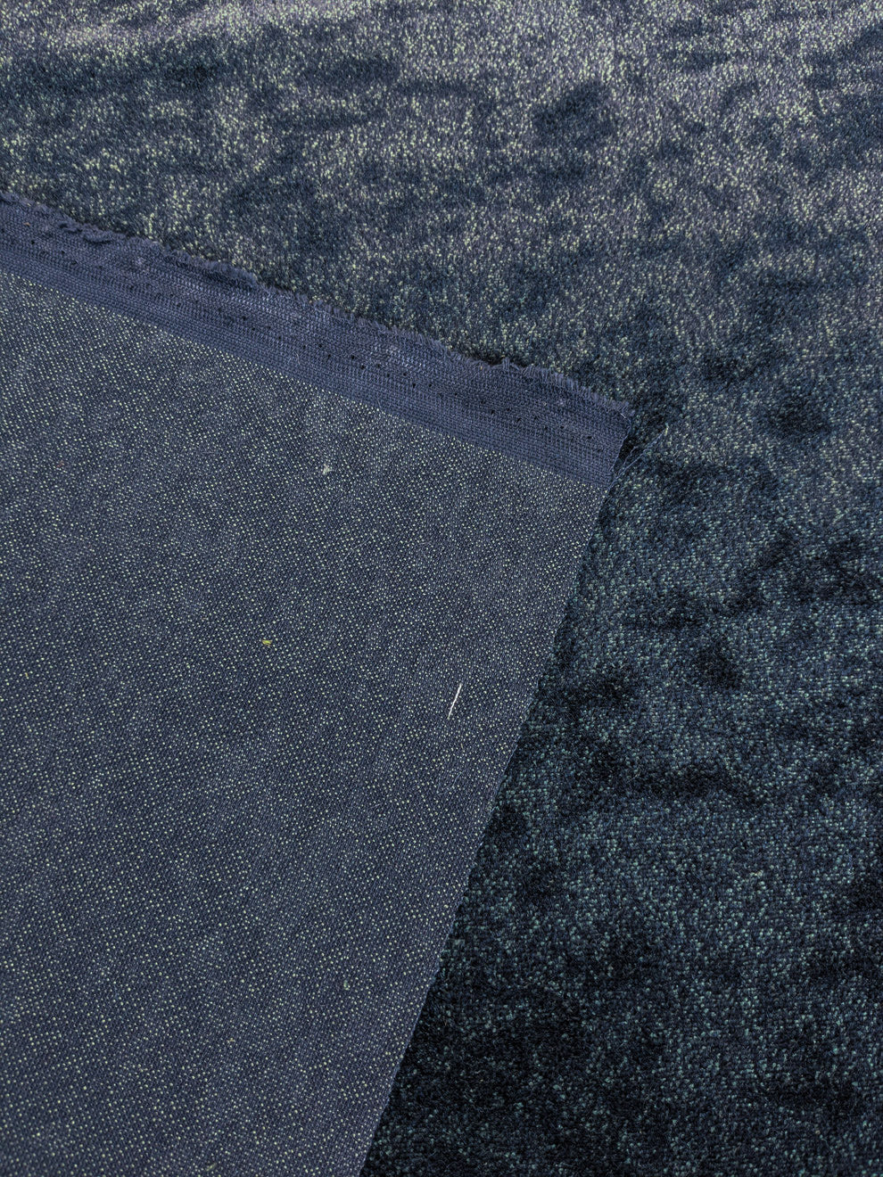 Mohair & Silk Velvet Seaweed Texture Deepest Night Blue Black Heavy Duty