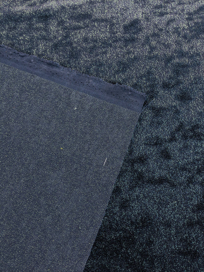 Mohair & Silk Velvet Seaweed Texture Deepest Night Blue Black Heavy Duty