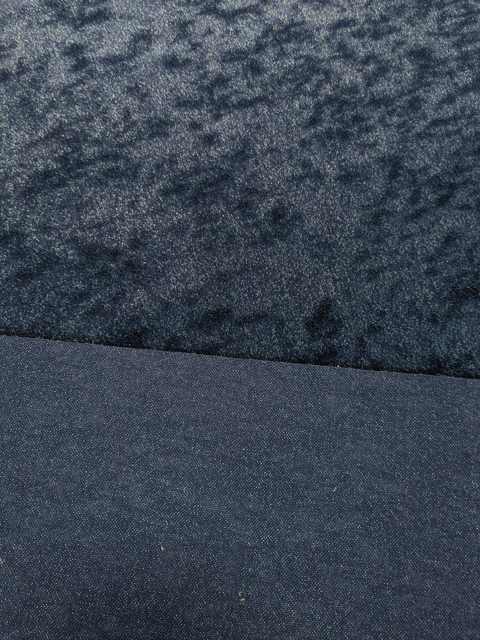 Mohair & Silk Velvet Seaweed Texture Deepest Night Blue Black Heavy Duty