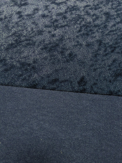 Mohair & Silk Velvet Seaweed Texture Deepest Night Blue Black Heavy Duty