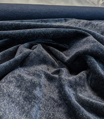 Mohair & Silk Velvet Seaweed Texture Deepest Night Blue Black Heavy Duty