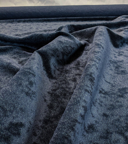 Mohair & Silk Velvet Seaweed Texture Deepest Night Blue Black Heavy Duty