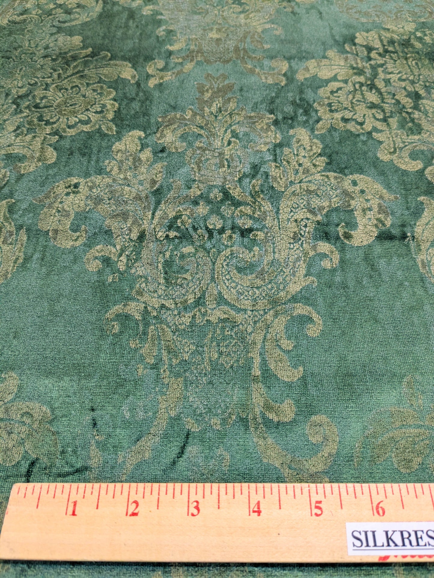 Venice Rich Emerald Green Printed Renaissance Damask Radiance - By The Yard