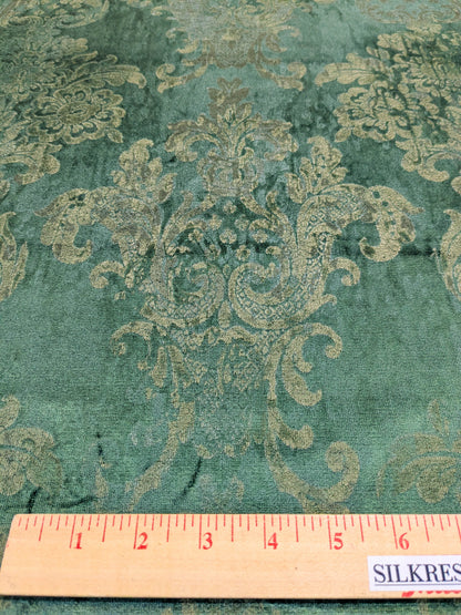 Venice Rich Emerald Green Printed Renaissance Damask Radiance - By The Yard