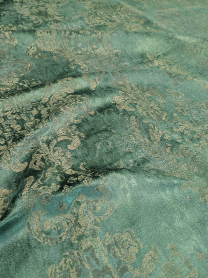 Venice Rich Emerald Green Printed Renaissance Damask Radiance - By The Yard